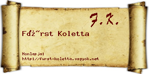 Fürst Koletta névjegykártya